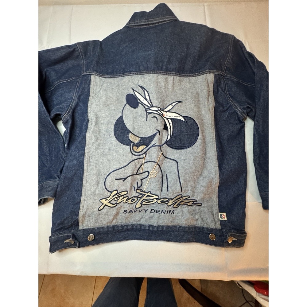 Y2K Kno' Betta Denim Jacket Sz Medium Blue With Back Mouse Patch  Hip Hop - Picture 13 of 16